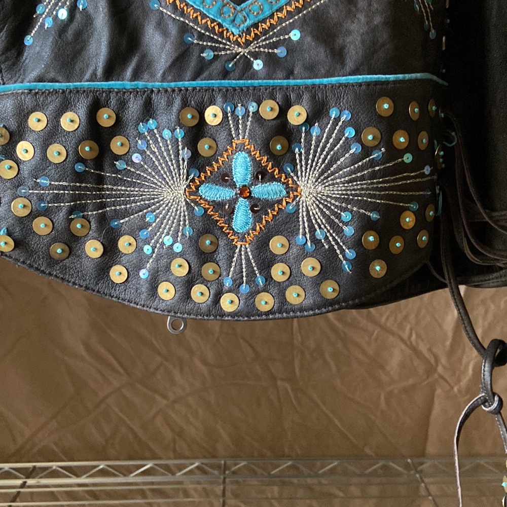NWOT Double D Ranchwear LIBERTAD leather biker jacket Size 1x - Picture 5 of 13